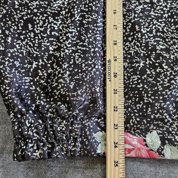 Hanarum Jacket Womens OS Reverisble Black Floral Zip Satin Shimmer VTG Boho Goth - Picture 7 of 14